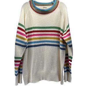 Listicle Oversized‎ Sweater Women’s Large Rainbow Colorful Stripe Long Sleeves